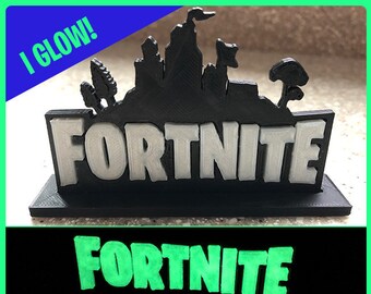 Fortnite Cake Topper Etsy - fortnite logo stand birthday cake topper desk or bedroom decoration for gamers glows in the dark our best seller